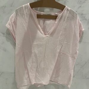VINCE Cotton Split Neck Popover Boxy Gauzy top blouse light pink S